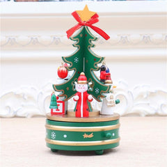 Adornos navideños Árbol de Navidad Caja de música giratoria de madera