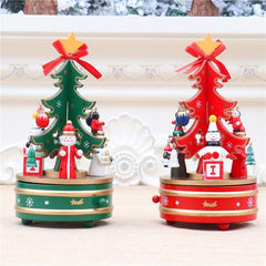 Wooden Musical Christmas Tree Decoration with Rotating Feature