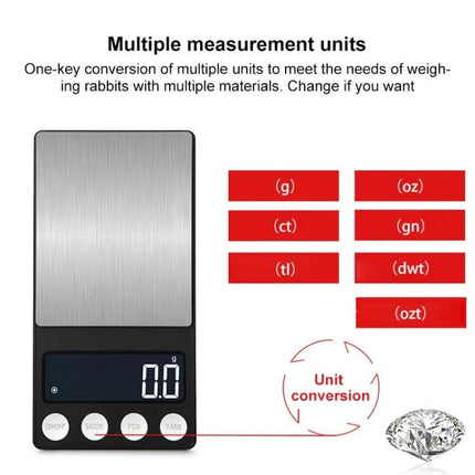 Mini Portable Jewellery Scale For Precise Everyday Weighing - compact stainless steel platform, digital display, multiple units (g oz ct gn tl ozt dwt)