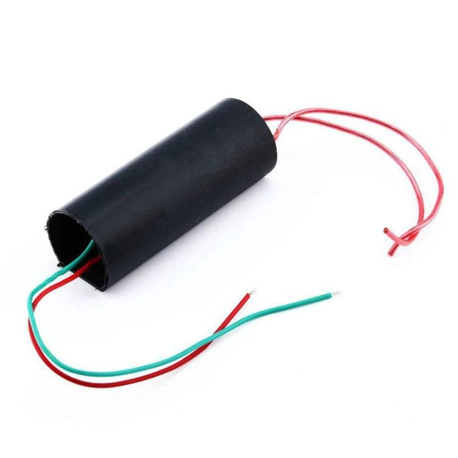 High Voltage Boost Generator for DIY Electronics Projects compact cylindrical module with red and green wires for hobbyist prototype testing