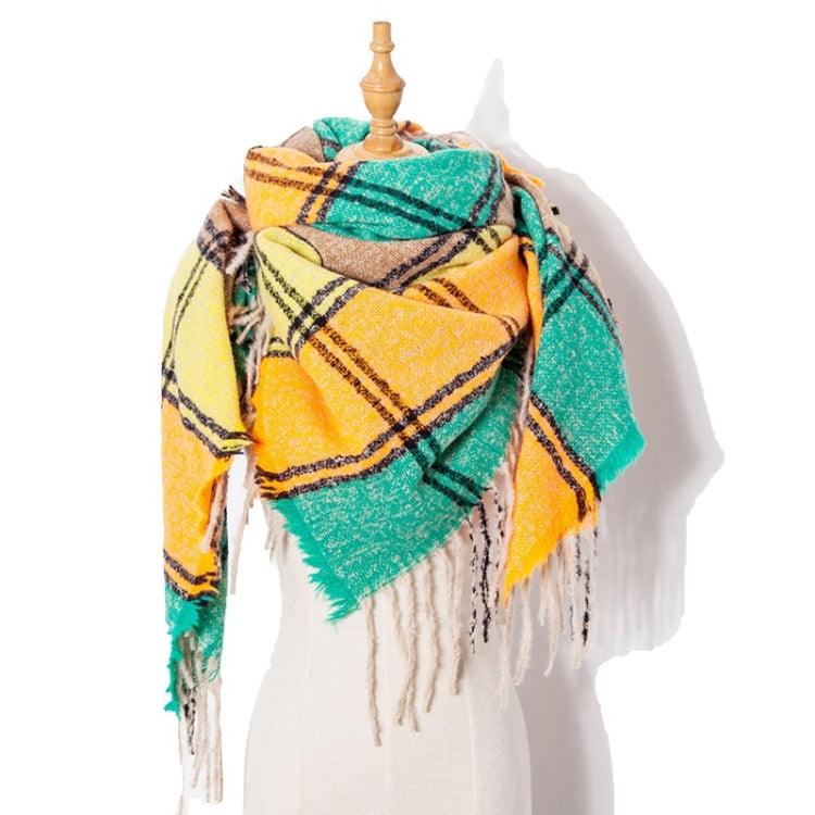 Chic Autumn & Winter Plaid Fringed Shawl Scarf for Ladies