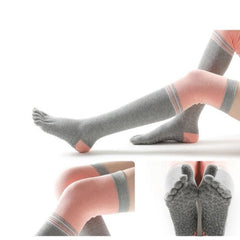 Winter Warm Non-Slip Five-Toe Yoga Socks for Ladies - Over The Knee Design