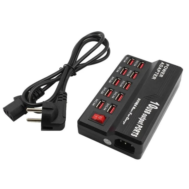 100-240V USB Interface Smart Fast Charge Multifunction Charger US Plug 12 Ports black multi-port USB charging hub with power switch and detachable 1.2m cord