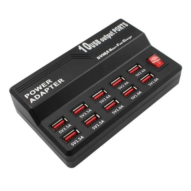 100-240V USB Interface Smart Fast Charge Multifunction Charger US Plug 12 Ports black 12-port USB power adapter with power switch and replaceable 1.2m cable