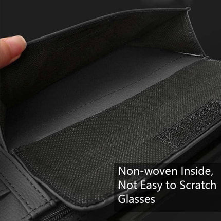 Car Sun Visor Organizer Case With Zipper For Glasses And Cards - black non-woven interior protects glasses and stores phone cards cash securely