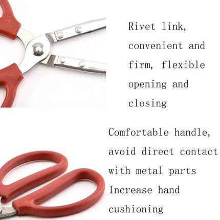 Crab Tongs Stainless Steel 53cm Curved Clip For Seafood Handling — stainless steel body, PP red handles, rivet link and curved teeth for secure grip