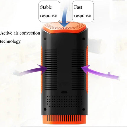 Home Formaldehyde Air Quality Detector for Indoor Use - compact black and orange monitor showing active air convection and fast, stable response