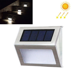 Solar-Powered Stainless Steel 3 LED Outdoor Stair Wall Lamps - Set of 2