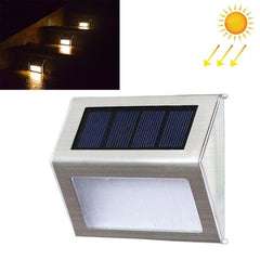 Lámpara de pared para escaleras de acero inoxidable con energía solar, 2 unidades, 3 LED, para exteriores, para jardín y vallas