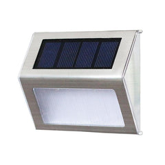 Solar-Powered Stainless Steel 3 LED Outdoor Stair Wall Lamps - Set of 2