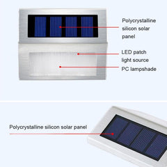 Lámpara de pared para escaleras de acero inoxidable con energía solar, 2 unidades, 3 LED, para exteriores, para jardín y vallas