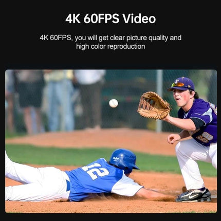 Ordro EP7 Head-Mounted Camera for Sports and Live Streaming capturing a baseball player sliding into base in 4K 60FPS action