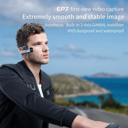 Ordro EP7 Head-Mounted Camera for Sports and Live Streaming mounted on biker capturing hands-free scenic footage