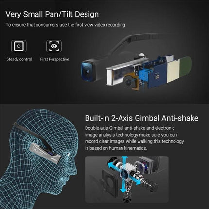 Ordro EP7 Head-Mounted Camera for Sports and Live Streaming showcasing very small pan/tilt design and built-in 2-axis gimbal anti-shake