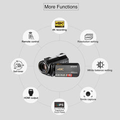 ORDRO AC5 4K Ultra HD Night Vision Camcorder with 12X Optical Zoom and WiFi Connectivity