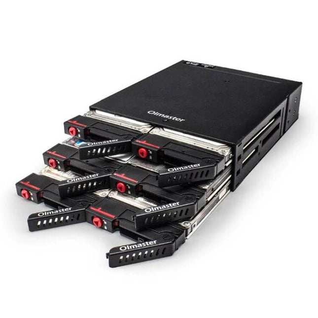 OImaster Six-Bay Hard Disk Storage Box for Multiple Drives with six 2.5-inch SATA drive trays, tool-less hot-swap design