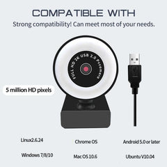 X98 Plug-and-Play HD Webcam with Microphone and LED Fill Light