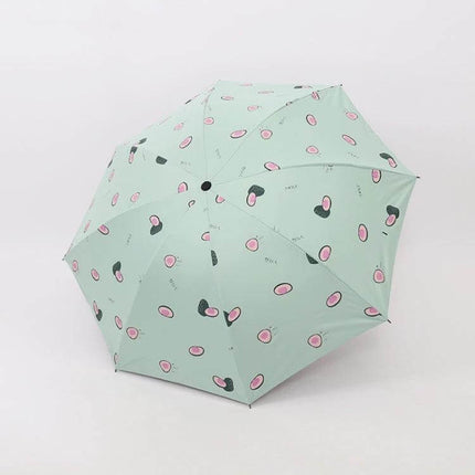Compact Foldable Sun Umbrella for Daily Outdoor Protection Mint umbrella with avocado print, portable 190T impact cloth for sun and rain