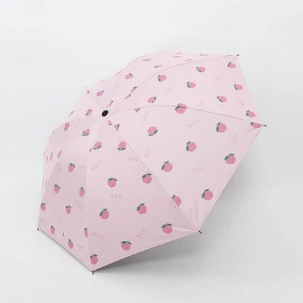 Compact Foldable Sun Umbrella for Daily Outdoor Protection - Pink peach print portable umbrella for sun and rain