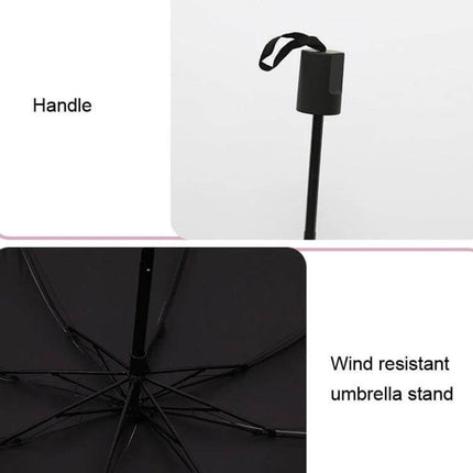 Compact Foldable Sun Umbrella for Daily Outdoor Protection - compact black umbrella with wrist strap handle and wind resistant umbrella stand