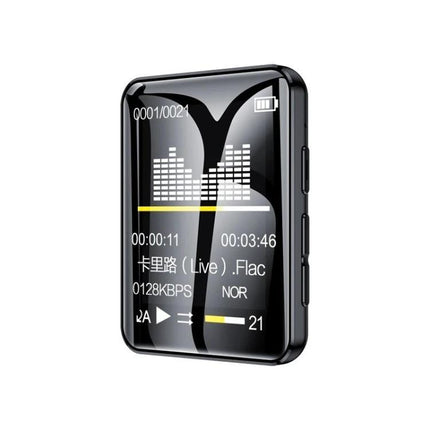 M21 1.77 Inch Touch Screen MP3 Player for E-Books and Music compact black device showing music playback screen and side buttons