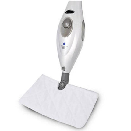 Shark Steam Mop Replacement Cloth Pads, Pack of 2 shown attached to steam mop cleaning hardwood and tile floors