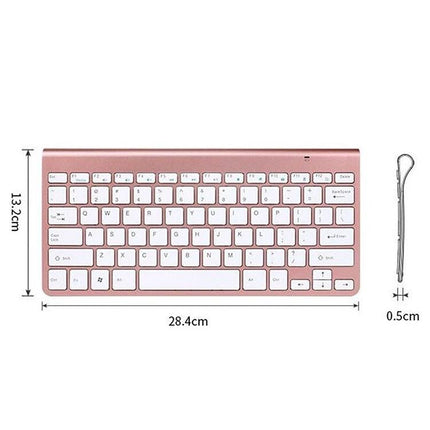 Universal Mini Wireless Keyboard and Mouse Set for Everyday Computing - compact rose gold mini keyboard with USB mouse, 28.4x13.2cm, 0.5cm slim
