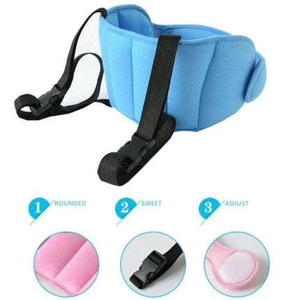 Adjustable Child Car Seat Head Support Pillow For Travel Neck Comfort - blue ring-shaped adjustable neck pillow with straps for kids and adults