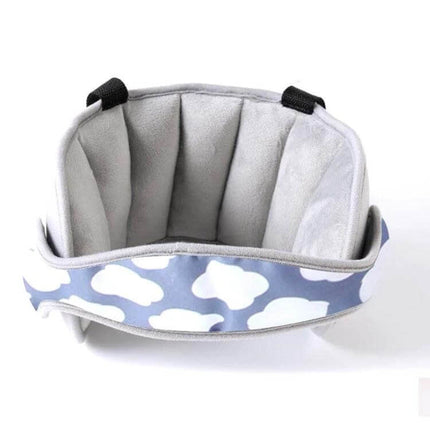 Adjustable Child Car Seat Head Support Pillow For Travel Neck Comfort - grey ring-shaped neck pillow for kids with cloud print