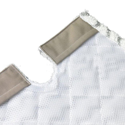 Microfiber Cloth Cover for Steam Mop Floor Cleaning — white quilted microfiber pad with Velcro tabs for tiles, hardwood, laminate
