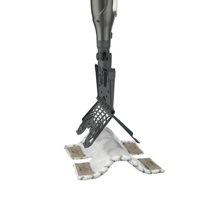 Microfiber Cloth Cover for Steam Mop Floor Cleaning attached to steam mop lifting dirt from tile and hardwood floors