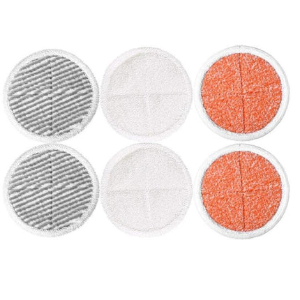 Replacement Cloths for Bissell Steam Mops, 2-Pack, Various Colors - six round microfiber pads in orange, white and gray stripe for models 2124/2039/2037/2039A