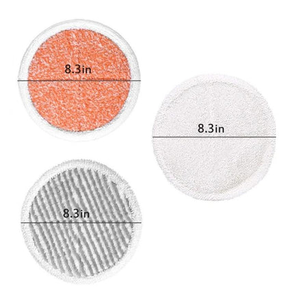 Replacement Cloths for Bissell Steam Mops, 2-Pack, Various Colors - 8.3in round microfiber pads in orange, gray stripe and white for models 2124/2039/2037/2039A