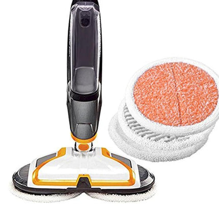Replacement Cloths for Bissell Steam Mops, 2-Pack, Various Colors - orange and white microfiber pads shown with steam mop head