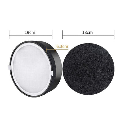 Levoit Replacement Air Filter for Home Air Purifiers - round HEPA and activated carbon set compatible with LV-H132 LV-H132-RF, dimensions shown