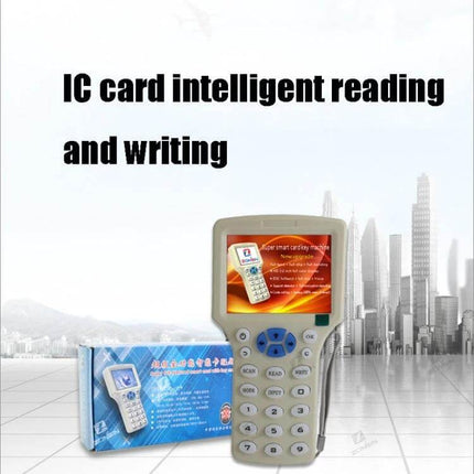 Zonsin Portable ID Card Duplicator for RFID and Smart Cards handheld reader duplicator shown with packaging, highlighting IC card intelligent reading and writing