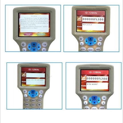 Zonsin Portable ID Card Duplicator for RFID and Smart Cards handheld device showing screen and keypad for reading and duplicating access cards