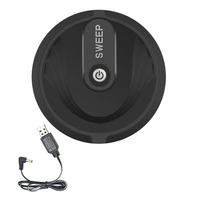 Household Sweeping Robot for Hair and Dust Cleaning compact black round robot vacuum with USB charger, ideal for pet hair and hallway dust