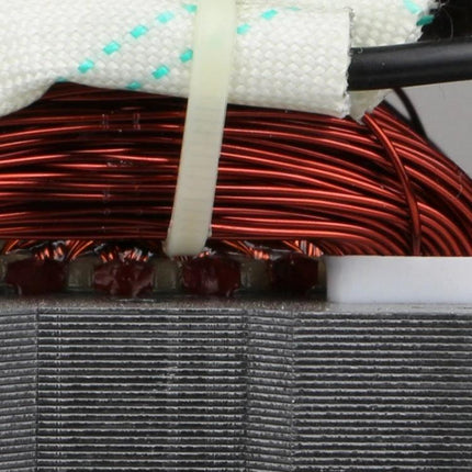 Close-up of copper windings and laminations in a Reliable Replacement Motor for Household Vacuum Cleaners, ideal wet/dry vacuum motor swap