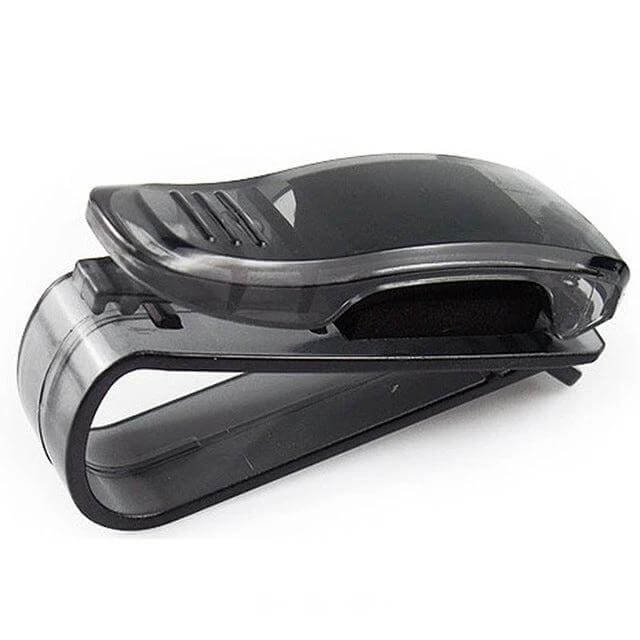 Glasses Clip for Car Sun Visor, Black ABS, 6.5x3.5x2.5 cm - compact black ABS holder clips to sun visor for easy access to sunglasses
