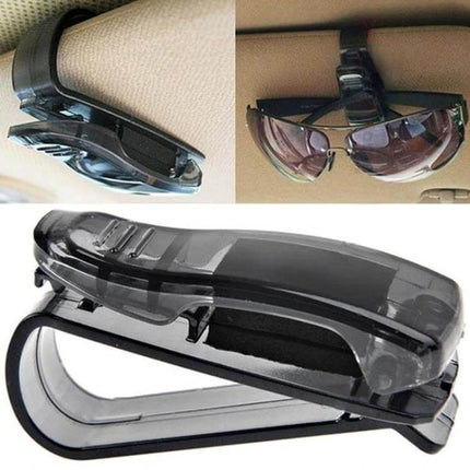 Glasses Clip for Car Sun Visor, Black ABS, 6.5x3.5x2.5 cm – compact black ABS holder clipped to visor for sunglasses and readers