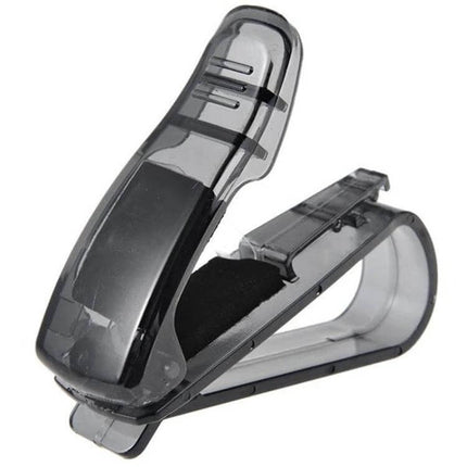Glasses Clip for Car Sun Visor, Black ABS, 6.5x3.5x2.5 cm - compact visor-mounted eyewear holder, soft-padded grip