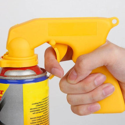 Essential Sikeo Spray Adaptor for Daily Car Upkeep handheld yellow adaptor attached to aerosol can for precise car polishing and detailing
