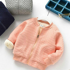 Chaqueta informal de terciopelo grueso con cuello alto para niños y niñas de otoño e invierno