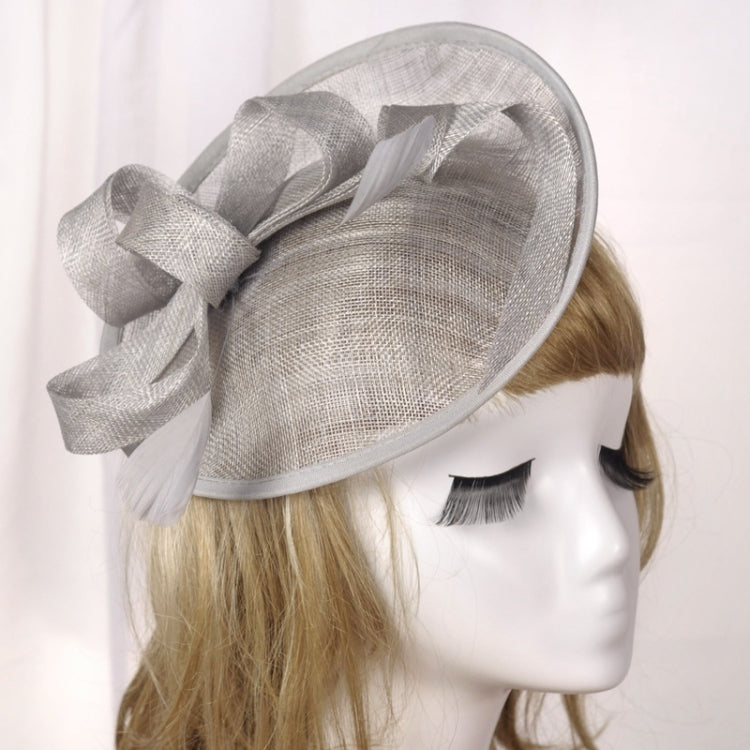 Bridal Headwear Retro Style Linen Hat, Black, White, Meat Meal, Silver Gray, Khaki, Milky White