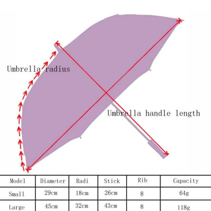 Elegant Bridal Lace Umbrella for Weddings and Photo Sessions showing measurements, wooden handle and lace canopy for outdoor ceremonies and photoshoots