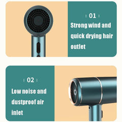 Silent High-Power Dual-Temperature Hair Dryer with UK Plug - Hot & Cold Air, Negative Ion Technology