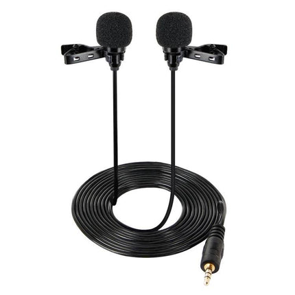 Compact Lavalier Microphone for Daily Video Calls and Recordings - dual clip-on mics with long cable and 3.5mm jack, portable for remote meetings and quick recordings