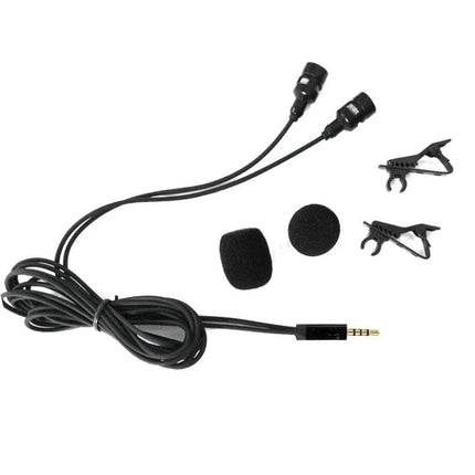 Compact Lavalier Microphone for Daily Video Calls and Recordings - dual mic set with clips and foam windscreens