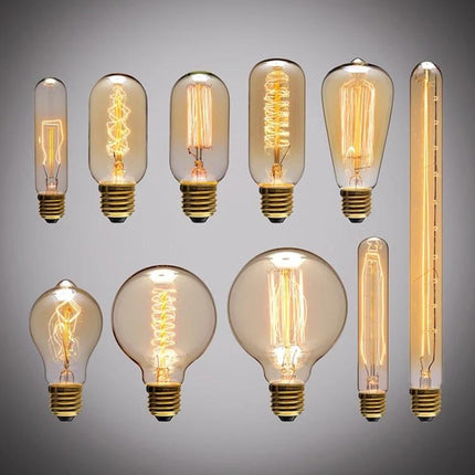 Vintage Style Edison Bulb for Everyday Household Lighting - assortment of glowing vintage-style filament bulbs creating warm cozy ambient light